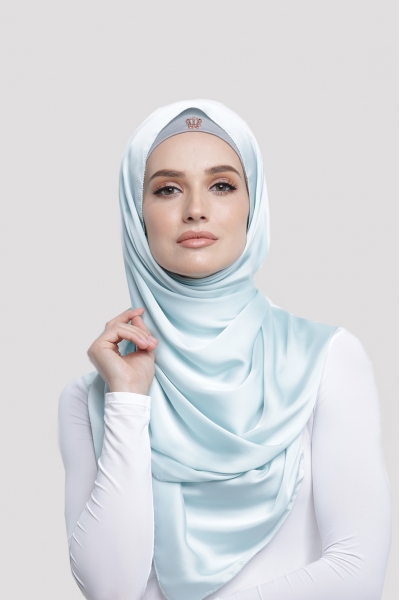 SATIN SILK SHAWL - MISTY BLUE SATIN SILK SHAWL - MISTY BLUE